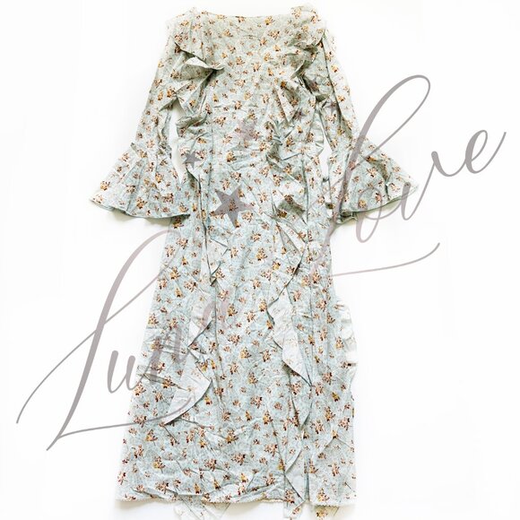 SPELL Fleur Frill Bias Maxi In Teapot Blue NWT - Picture 9 of 12